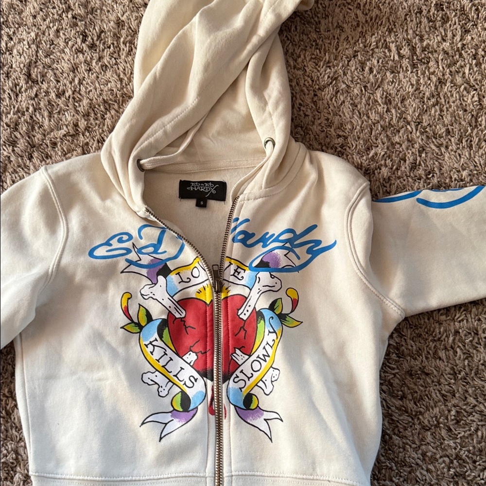 Ed Hardy Woman's Hoodie with Red and Blue Graphic